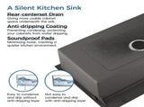 Stainless Steel Kitchen Sink, 32x19 Double Bowl in Black, Overmount Handmade Sink, with US 87676543