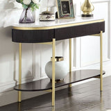 Gorgeous Dark Walnut Finish 1pc Sofa Table White Faux Marble Top Living Room Side Table Open Bottom B011P184954