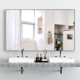 60*36" Oversized Modern Rectangle Bathroom Mirror with Silver Frame Decorative Large Wall Mirrors W708140625