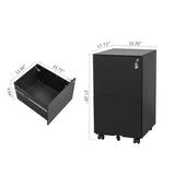 2 Drawer File Cabinet with Lock, Steel Mobile Filing Cabinet on Anti-tilt Wheels, Rolling Locking W252103816