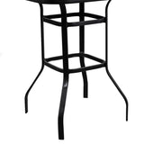 ZNTS Wrought Iron Glass High Bar Table Patio Bar Table Black 70228562