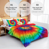 Tie Dye Comforter Set Queen Size Rainbow Bedding Girls 3 Piece Boho Colorful Fluffy Quilt Set 70714231