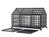 55" Heavy Duty Dog Crate Large Dog cage Strong Metal Dog Kennels and Crates for Large Dogs with 4 W206P453115