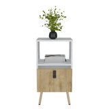 Huna Tall Nightstand with Open Storage and Drawer in Modern Design B070P173217