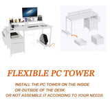 47.3"office desk with power outlet,2 Monitor Stands,2 drawers,Side Pocket,Easy to Assemble,Frame W2887P239957