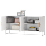 Solid wood special shape square handle design with 4 doors and double storage sideboard 75637864