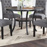 Dining Room Furniture Natural Wooden Round Dining Table 1pc Dining Table Only Nailheads and Storage B011119663
