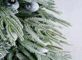 7 FT PreLit Flocked Artificial Christmas Tree, PreStrung LED Lights with White Plastic Ornament N769P523100W