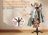 Freestanding Wooden Coat Rack, Vintage Natural Birch Wood Coat Tree with Hooks, Sturdy Hall Tree for 14396562