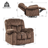 ZNTS Swivel and Rocking Recliner Chair with Massage and Heating Bonded Leather Sofa W1403P172917