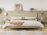 Solid Wood Platform King Bed With Rattan N758P197688N