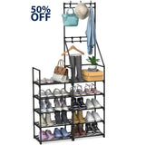 ZNTS 5-Tier Shoe Rack Shoe Storage Organizer, Freestanding Coat and Shoe Rack, 25-30 Pairs Shoe Shelf for 09234507