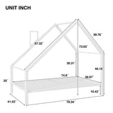 ZNTS Twin Size Metal House Platform Bed with Roof and Chimney, White WF321415AAK