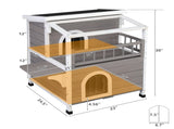 Wooden Cat house 2-Story Indoor Outdoor Luxurious Cat Shelter House with Transparent Canopy, Large 60901308