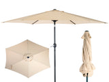 9ft Patio Umbrella, Outdoor Market Umbrella with Push Button Tilt, Crank Handle, 6 Sturdy Iron Ribs, 19634119