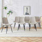 Light gray artificial leather backrest dining chair, black metal legs, curved widened W1151126209