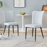 Modern minimalist dining chairs and office chairs. 2-piece set of light gray PU seats with black W1512P360918