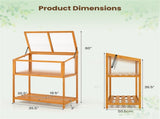 2-in-1 Fir Wood Elevated Greenhouse with Slatted Shelf, Adjustable Roof Cold Frame for Extending 09769934