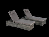 Outdoor Chaise Lounge Chair Set of 2 with Storage Patio Pool Chairs Tanning Lounges for W874P266307