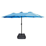 ZNTS 15x9ft Large Double-Sided Rectangular Outdoor Twin Patio Market Umbrella with light and base- blue W419P145384