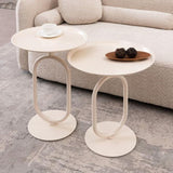 Lantern-shaped Metal End Table, Small Round Side Table, Modern Coffee Drink Cocktail Table, Small W2664P232828