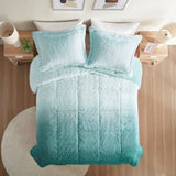 King/Cal King Ombre Shaggy Long Fur Comforter Mini Set B03595986