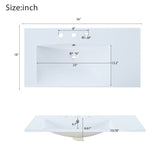 ZNTS 36" Single Bathroom Basin Sink, Left Offset Sink Vanity Top Only, 3-Faucet Holes, Resin WF324869AAK