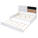 Full Size Daybed with Storage Shelves, Blackboard, Cork board, USB Ports and Twin Size Trundle, 90546744