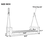 TOPMAX Twin Size Porch Swing Bed Seating Group, Patio Acacia Wood Swing Frame with Hemp Ropes for N717P210135K