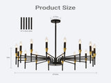 16-Light Black Gold Chandelier, 37.63