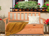 112 * 58 * 84cm Cedar Yard Storage Box With Backrest Armrest Bright Orange Red 68488660