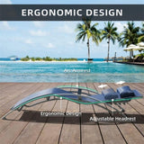 Pool Lounge Chairs Set of 3, Adjustable Aluminum Outdoor Chaise Lounge Chairs with Metal Side Table, W1859109831