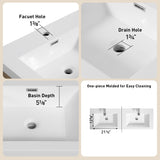 60" Wall-Mounted Bathroom Vanity with Double Sinks, Floating Bathroom Storage Cabinet with Stone W1573P211188