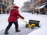 24" x 18" Manual Snow Pusher with T-Handle, Black Blade, Yellow Shaft & Yellow Wheel Hub, Iron 70501121