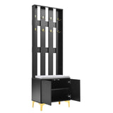 ON-TREND Modern Luxury 4-in-1 Hall Tree with Cushion, Versatile Coat Rack with 8 Gold Hooks and N721P192814B