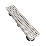 ZNTS 12 Inches Linear Shower Drain with Removable Quadrato Pattern Grate, 304 Stainless Shower Drain W928P199565