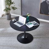 42.1"Black Tulip Table Mid-century Table for 4-6 people With Round Mdf Table Top, Pedestal W23435248
