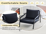 Black Faux Leather Accent Chair with Black Metal Frame and Armrests 74273429