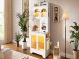 3-Tier Cat Litter Box Enclosure with Storage Cabinet, Hidden Cat Washroom Furniture with Fluted N704P490436K