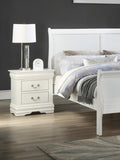 1pc Nightstand White Louis Philippe Solid wood English Dovetail Construction Antique Nickle Hanging B011P159911
