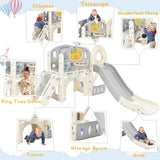 ZNTS Kids Slide Playset Structure, Castle Climbing Crawling Playhouse with Slide, Arch Tunnel, Ring Toss, 02990299