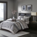 7 Piece Jacquard Comforter Set Grey/Taupe King B03596939