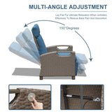 Outdoor Recliner Chair, Patio Recliner with Hand-Woven Wicker, Flip Table Push Back, Adjustable W1859P196402