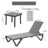 ZNTS Patio Chaise Lounge Chair Set of 3,Outdoor Aluminum Polypropylene Sunbathing Chair with 5 Adjustable W1859109841