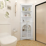 Corner Storage Cabinet, 63.3" Tall Freestanding Bookcase with Doors & Adjustable Shelves, 5-Tier 54814109