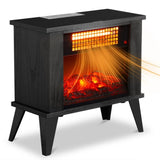 ZNTS 15" Electric Fireplace Heater, Freestanding Wooden Fireplace Stove with 3D Realistic Flame, 00157505