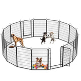 ZNTS 16 Panels Heavy Duty Metal Playpen with door,39.37"H Dog Fence Pet Exercise Pen for Outdoor 36371520