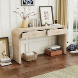 ZNTS TREXM Unique Retro Silhouette Console Table with Open Style, Two Top Drawers for Entrance, Dinning WF317094AAD