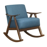 Modern Home Furniture 1pc Rocking Chair Blue Fabric Upholstered Dark Walnut Finish Wood Cushion Seat B011P255256