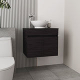 Vessel Sink Vanity Manchester, Two Drawers and Open Shelf, Black B070P316869